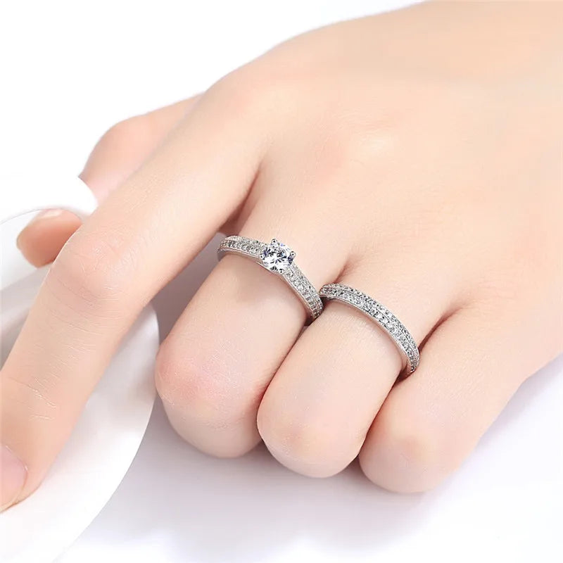 CC Lovers Jewelry Rings For Women 2pcs Bridal Sets