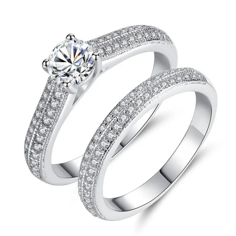 CC Lovers Jewelry Rings For Women 2pcs Bridal Sets