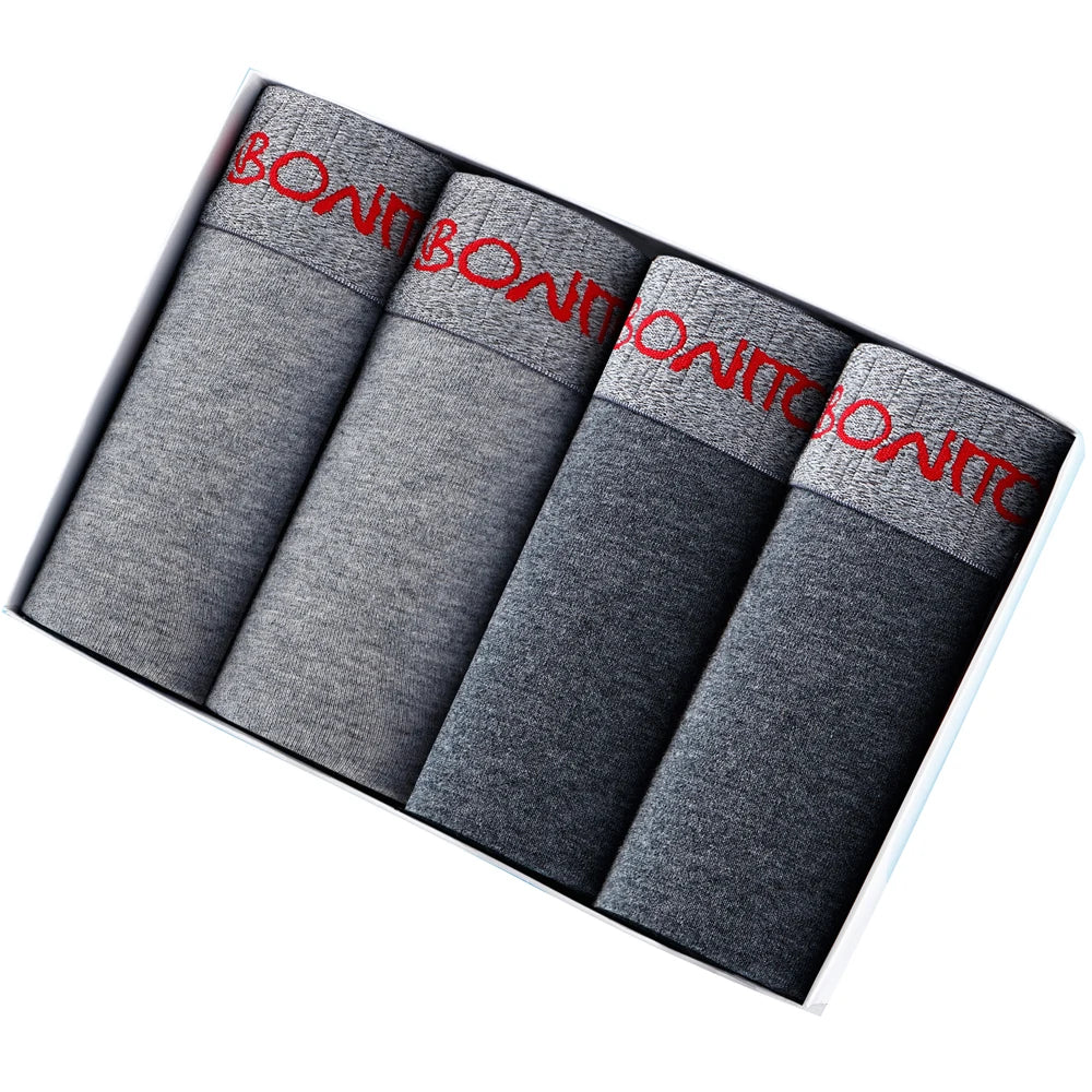 4 Pieces Cotton Men's Panties BONITOS Letter Elastic Waistband Underwear