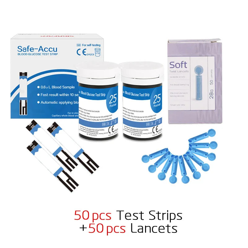 Safe-Accu CE Blood Glucose Meter Glucometer Kit Diabetes Tester 50/100 Test Strips