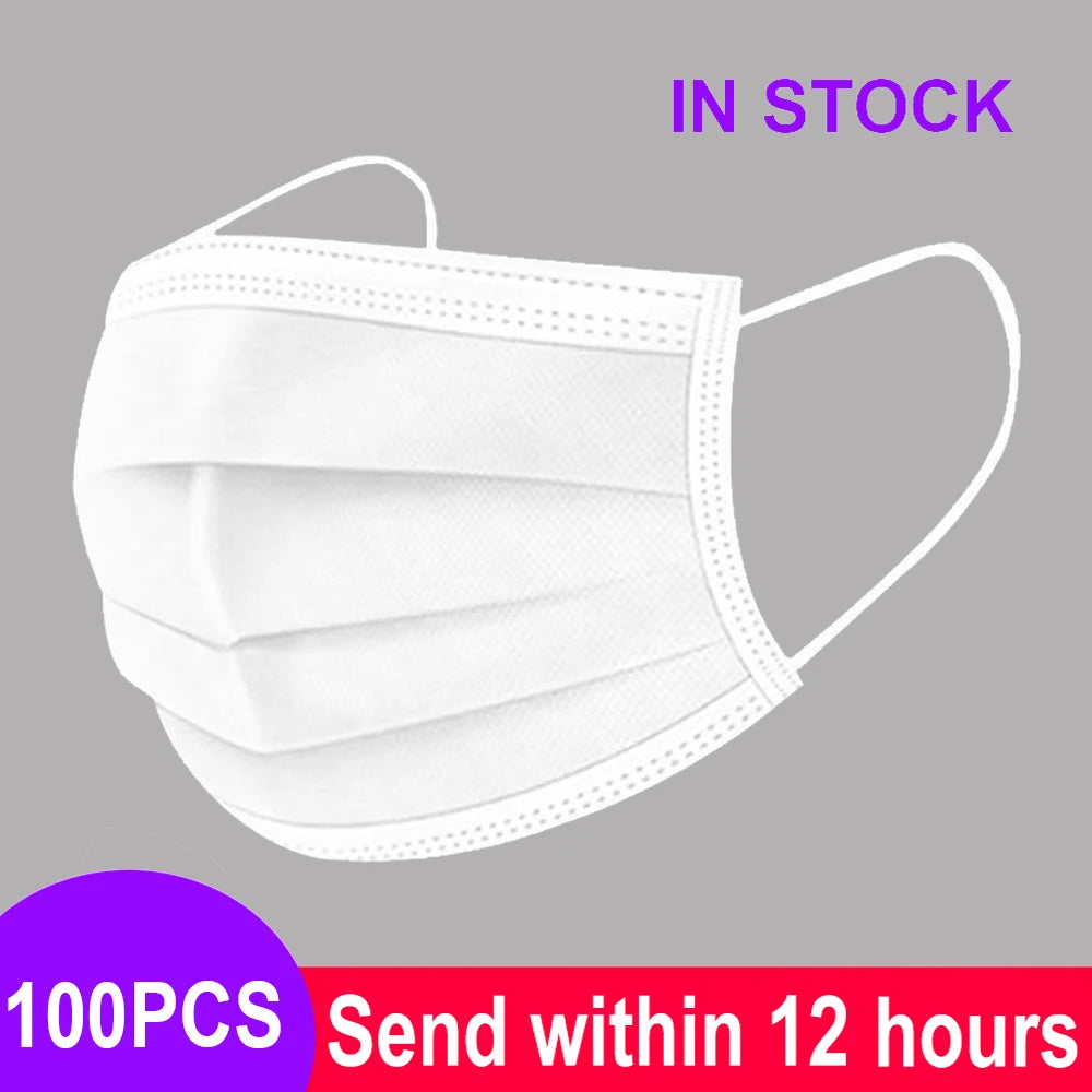Mouth Masks 3-layer Anti-Dust Disposable Mascarillas  Non Woven Meltblown Cloth Masks Elastic Ear Loop Face Mask
