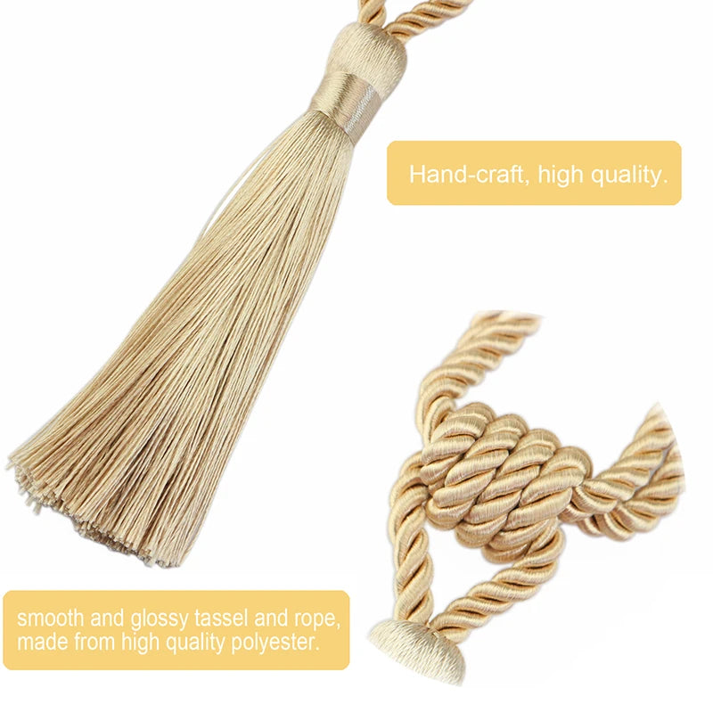1Pc Handmade Tassel Curtain Tieback Room Accessories Gold Curtain Buckle Rope Home Decoration Holdback Window Fringe