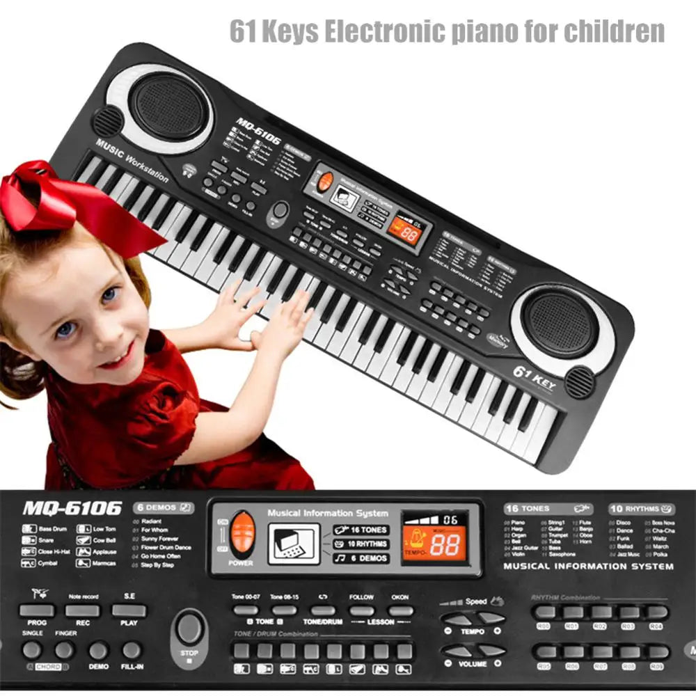 61 Keys Electronic Organ Boy Girl Toy Portable Education Electric Keyboard Piano