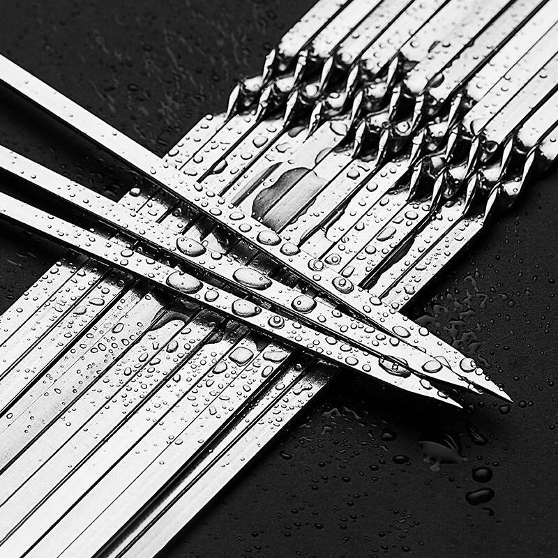 10/15Pcs Stainless Steel Barbecue Skewer Reusable BBQ Kebab Skewers  for Outdoor Camping Picnic Tools Cooking Tools