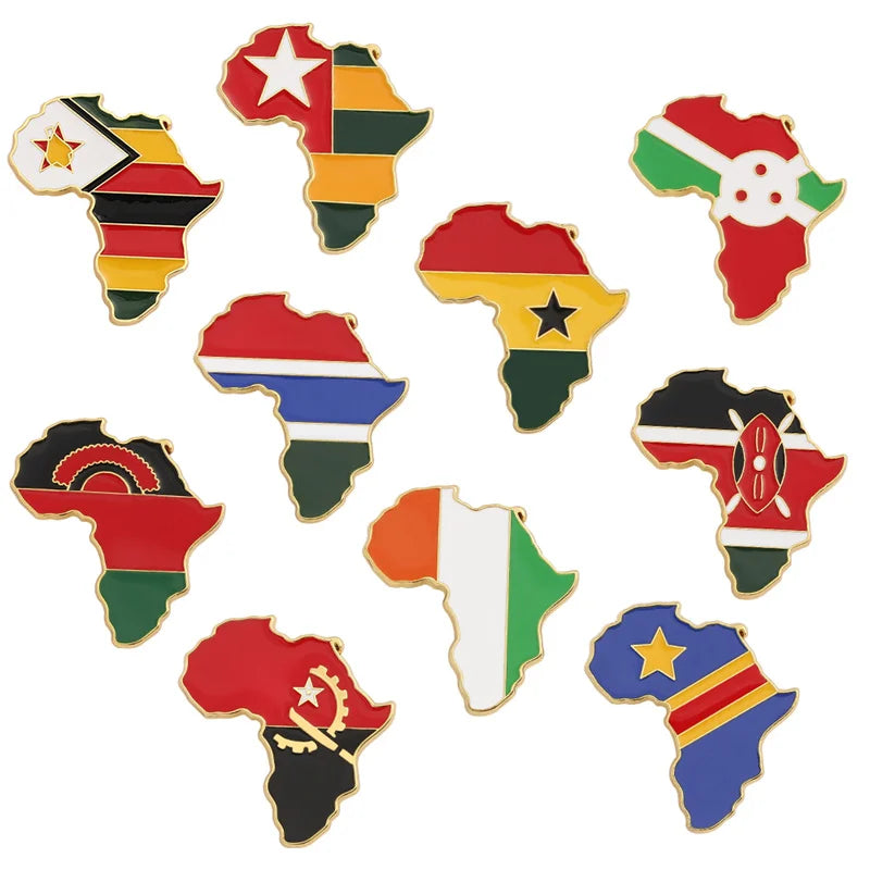 Hip Hop Africa Map Enamel Pins Brooches Ethnic Jewelry Ghana Congo Sudan Somalia Uganda Zimbabwe Zambia Liberia Map Brooch