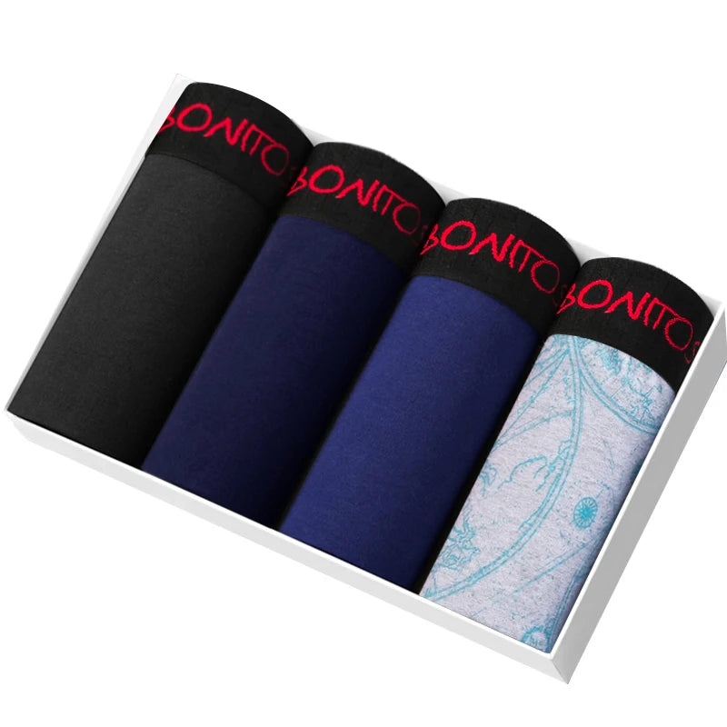 4 Pieces Cotton Men's Panties BONITOS Letter Elastic Waistband Underwear