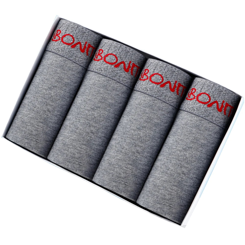 4 Pieces Cotton Men's Panties BONITOS Letter Elastic Waistband Underwear