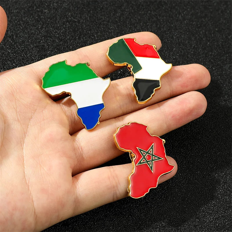 Hip Hop Africa Map Enamel Pins Brooches Ethnic Jewelry Ghana Congo Sudan Somalia Uganda Zimbabwe Zambia Liberia Map Brooch