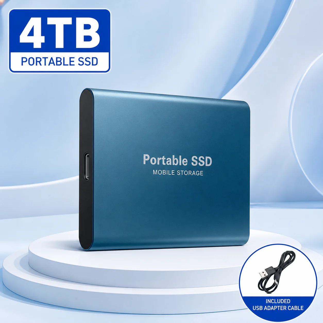 2TB Fast Portable Hard Drive External SSD Hard Disk USB Type-C High-Speed Storage for Laptop/Mac/PC