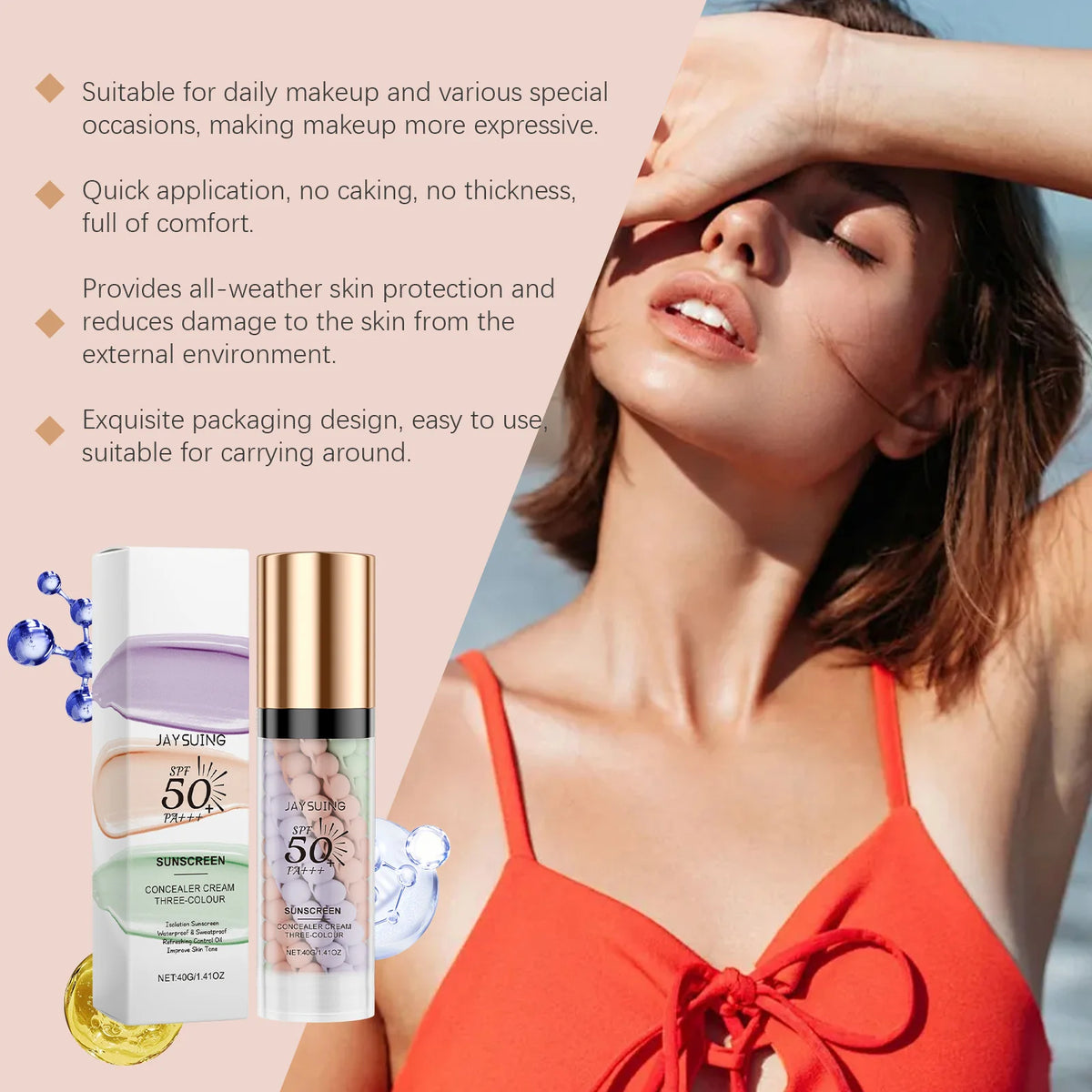 Tri Color Isolation Cream Sunscreen Primer Waterproof