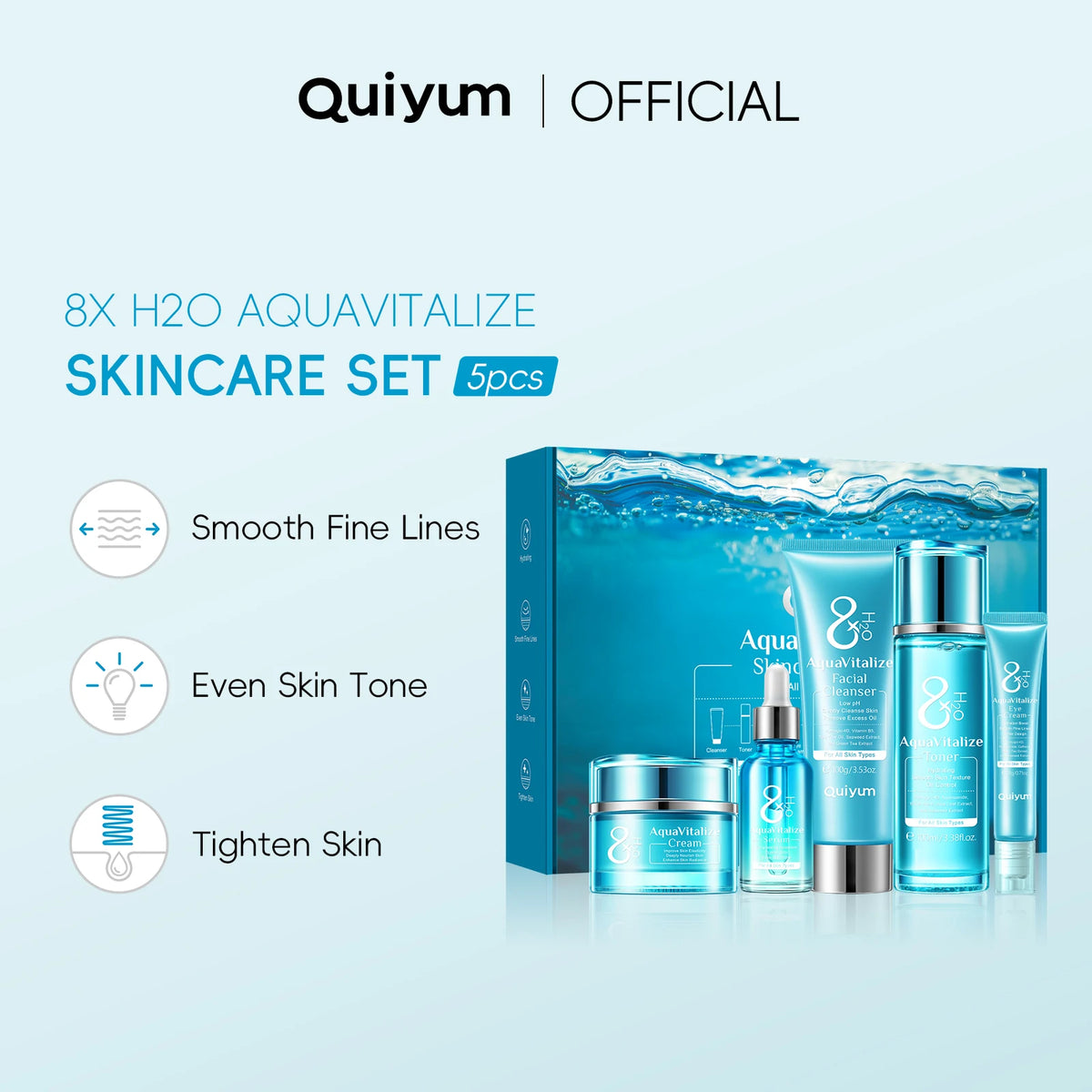 QUIYUM 8X H₂O AquaVitalize Skincare Set 5PCS Deep Hydration
