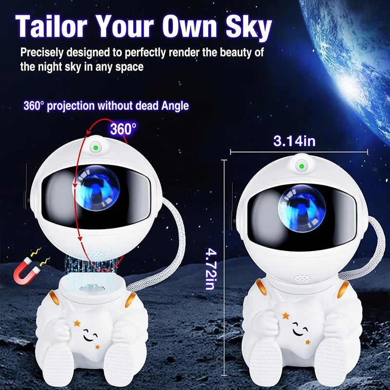 Astronaut Galaxy Projector Night Light White Holding Star,