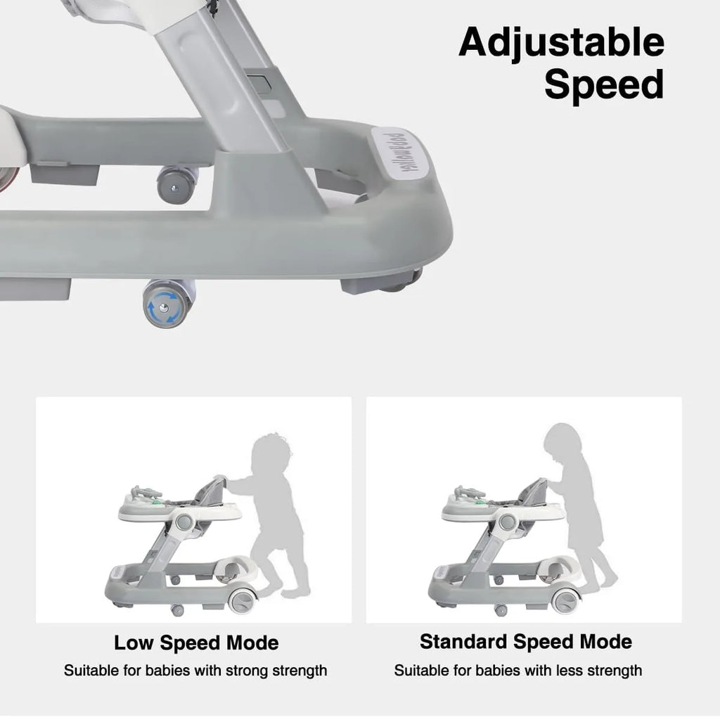 2 in 1 Baby Walker, Toddler Baby Push Walker with Removable Feeding Tray and Music Tray(Without Battery), Activity Walker