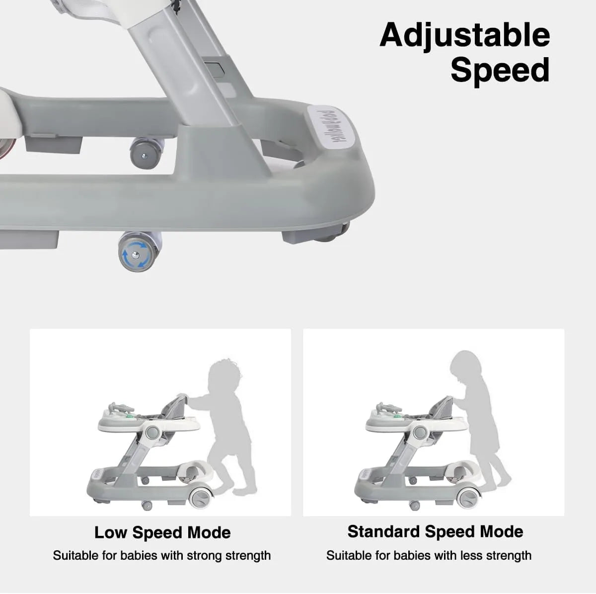 2 in 1 Baby Walker, Toddler Baby Push Walker with Removable Feeding Tray and Music Tray(Without Battery), Activity Walker