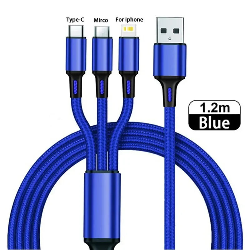 KADIXI 3 In 1 USB Fast Charging Cable Type C Micro IOS