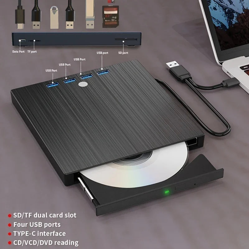 7 In 1 USB3.0&Type C CD DVD Recorder Player Writer External