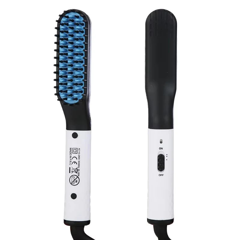 Portable Handheld 2 In 1 Electronic Quick Iron Beard Straightening Beard Hair Straightener Brush Ironing Comb For Men