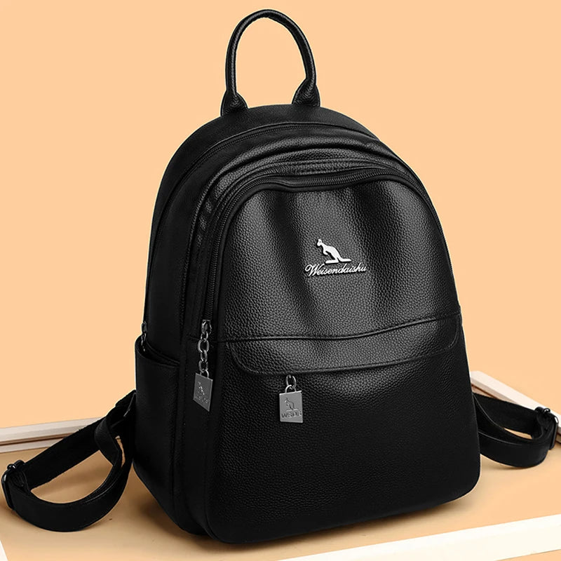 2024 New Women's Shoulder Bag High Quality Leather Backpack Luxury Designer Brand Backpack Large Capacity Girl Travel Book Bag