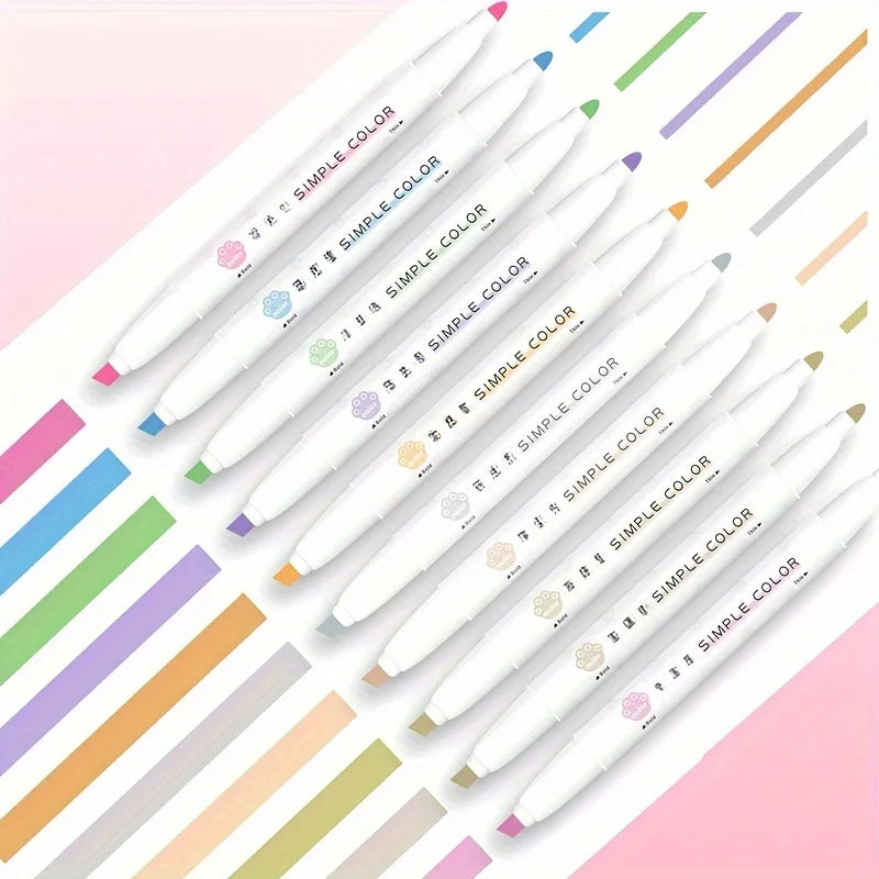 5pcs Dual-Tip Highlighters, 20 Vibrant Colors