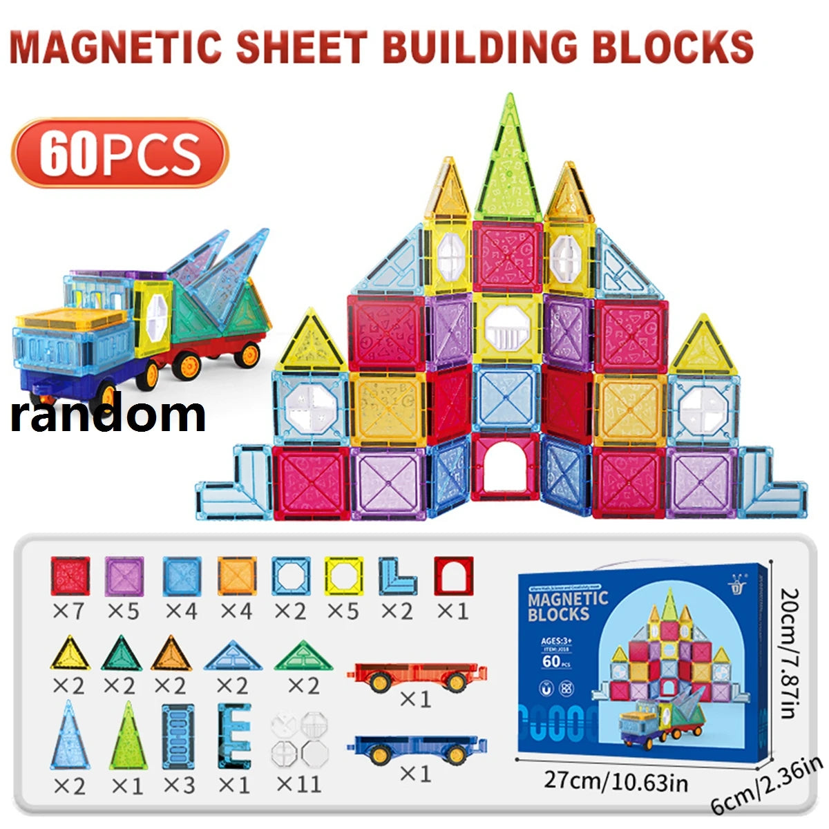 Magnetic Building Blocks Tiles Children's DIY Creative Toys for Kids Ages 3+ Year Old Boys Girls STEM Educational Sensory Gifts