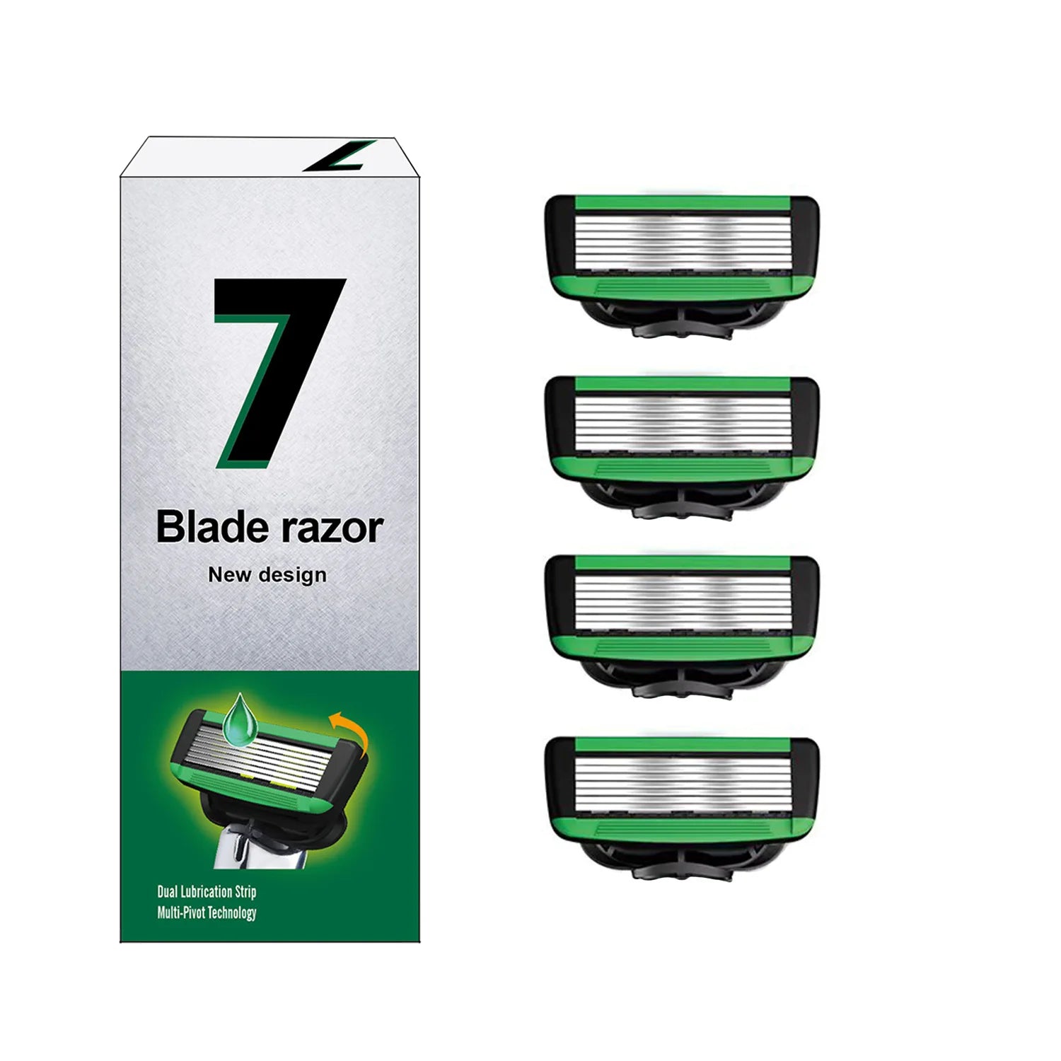 Men's 7-Layer Manual Razor Shaving Set with Replaceable Blades