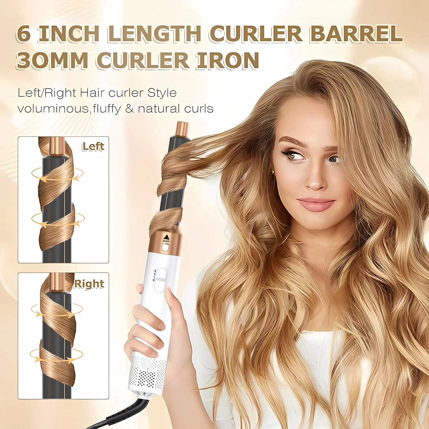 LUXLOCK 5-In-1 Hair Dryer Curling Iron Hot Air Comb Dyso