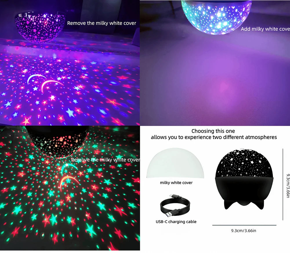 RGB Night Light LED Atmosphere Projector Light 5V USB Starry Moon Galaxy
