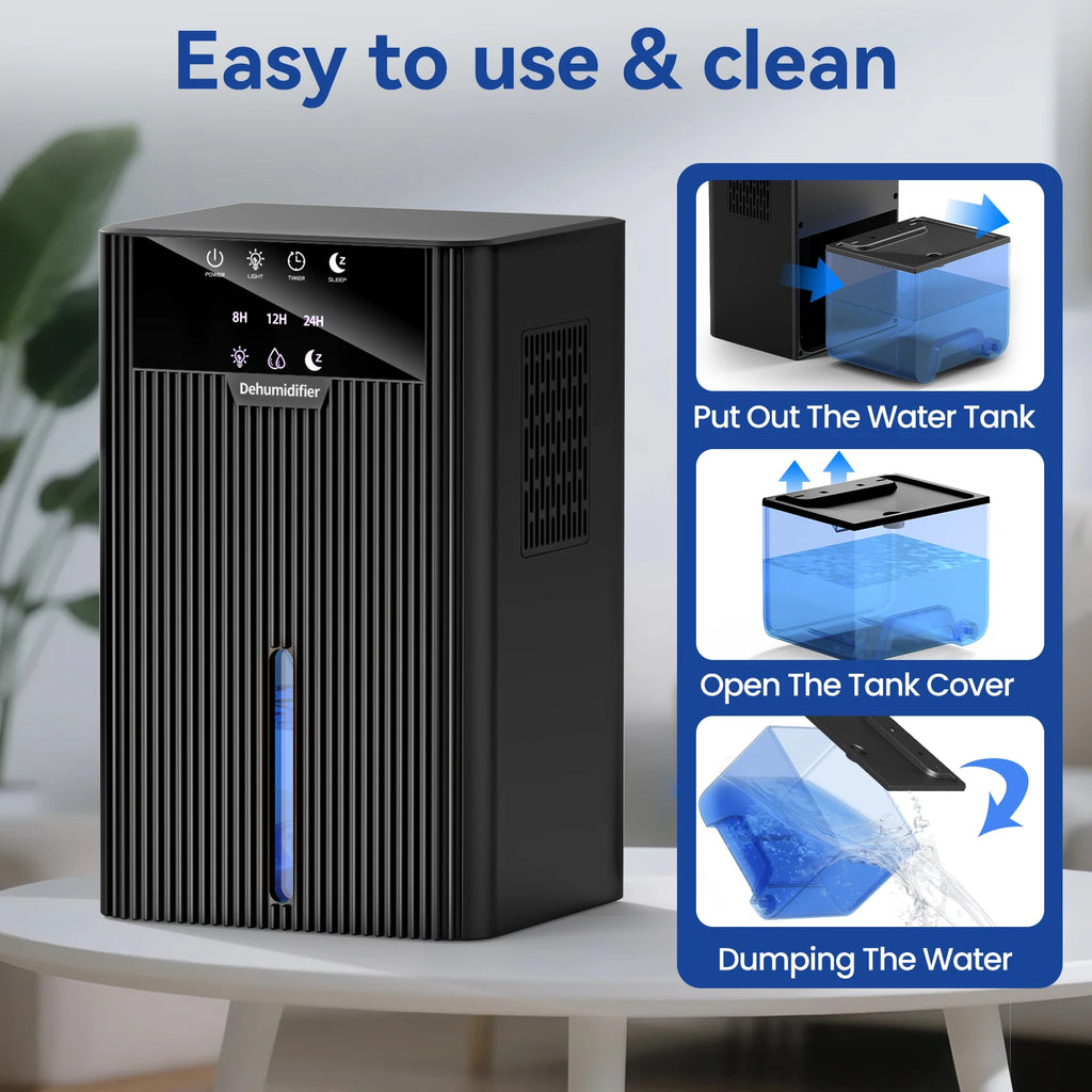 Portable Mini Dehumidifier 2.2L Efficient Air Moisture Absorber