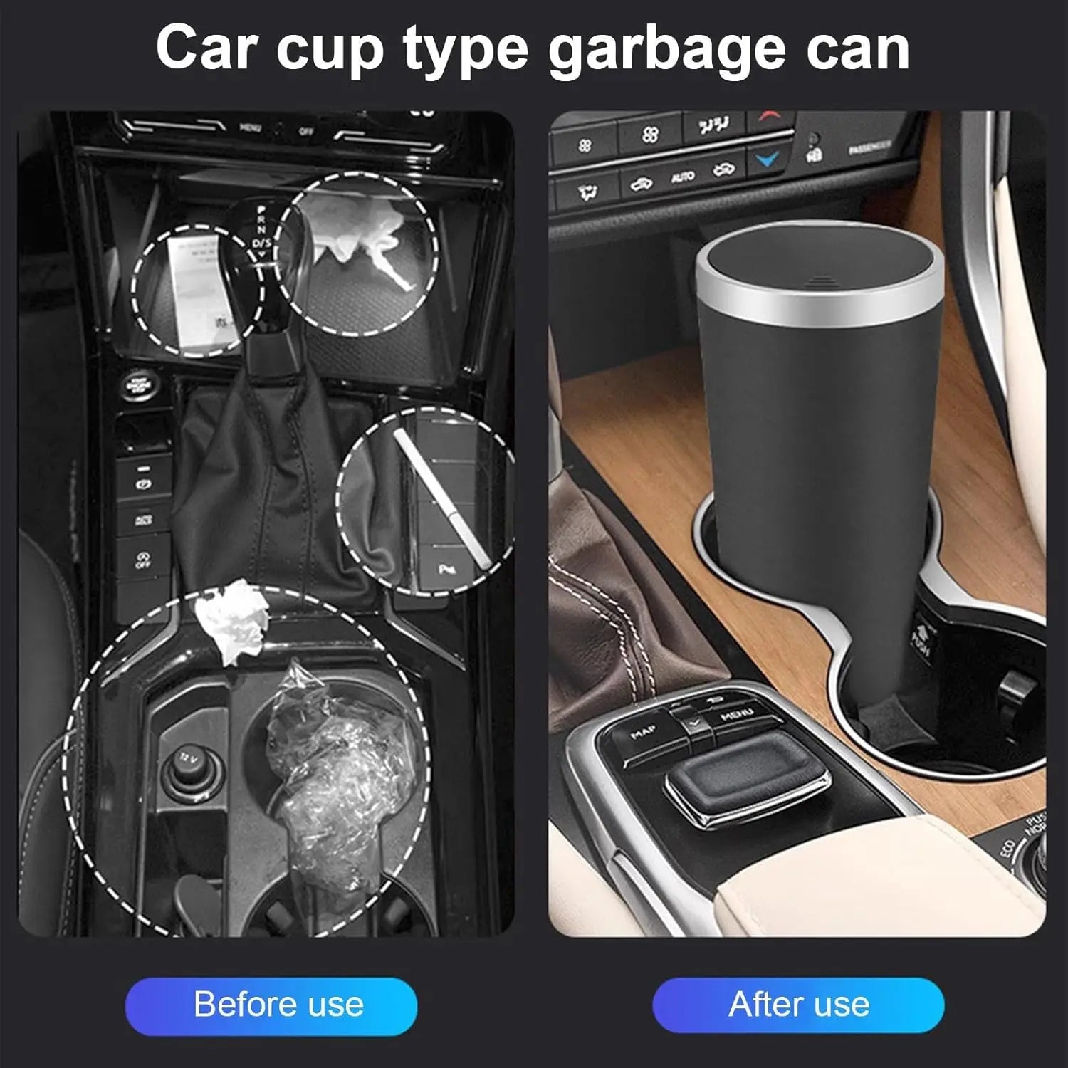 Auto Garbage Bin Ashtray Leak-proof Car Cup Holder Trash Can with Cover Storage Box Bucket Waterproof Acessory