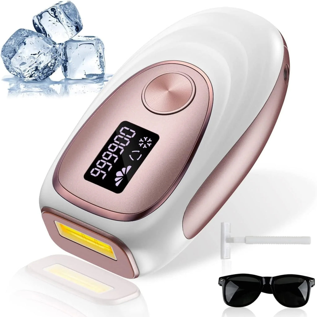 Painless IPL Laser Hair Removal Device with Ice-Cooling System Permanent Hair Remover for Women and Men.