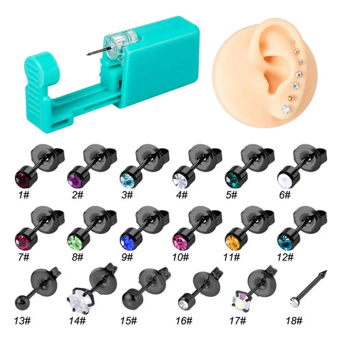 1PC Green No Pain Cartilage Tragus Helix Piercing Gun