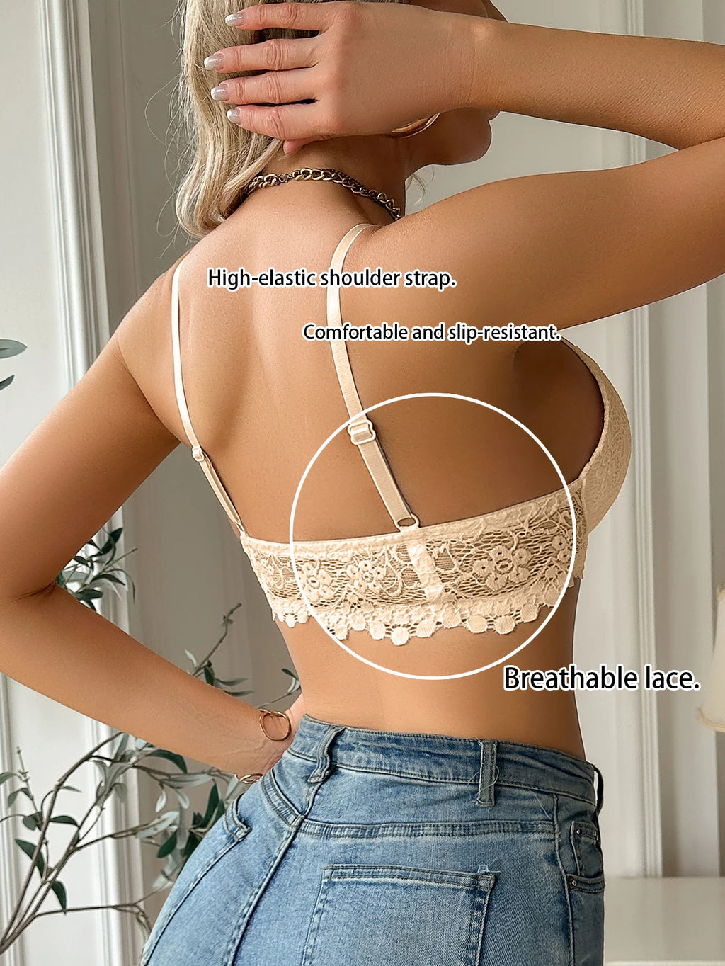 Modern Women's Lace Bra, Sexy Front-Clasp Push-Up Bra, Non-Padded, Breathable,