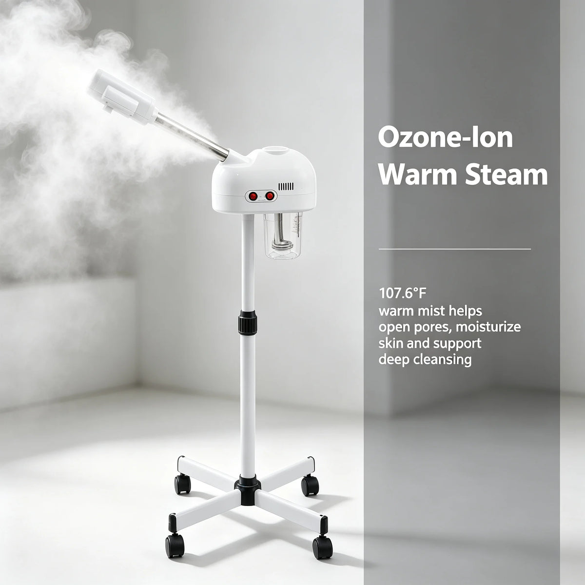 Facial Steamer 800W with Ozone-Ion Steam, 360° Rotatable Design for Salon & Home Spa