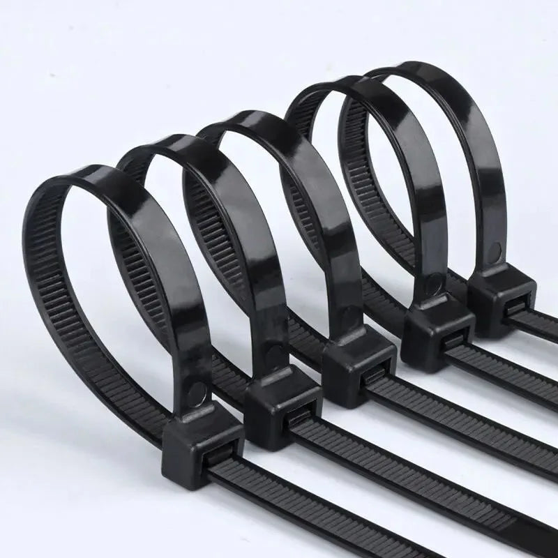 Black White Nylon Cable Ties Adjustable Self-locking Fastening Rings Zip Tie Cable Wires Fixing Ties for Home Offices Industrial