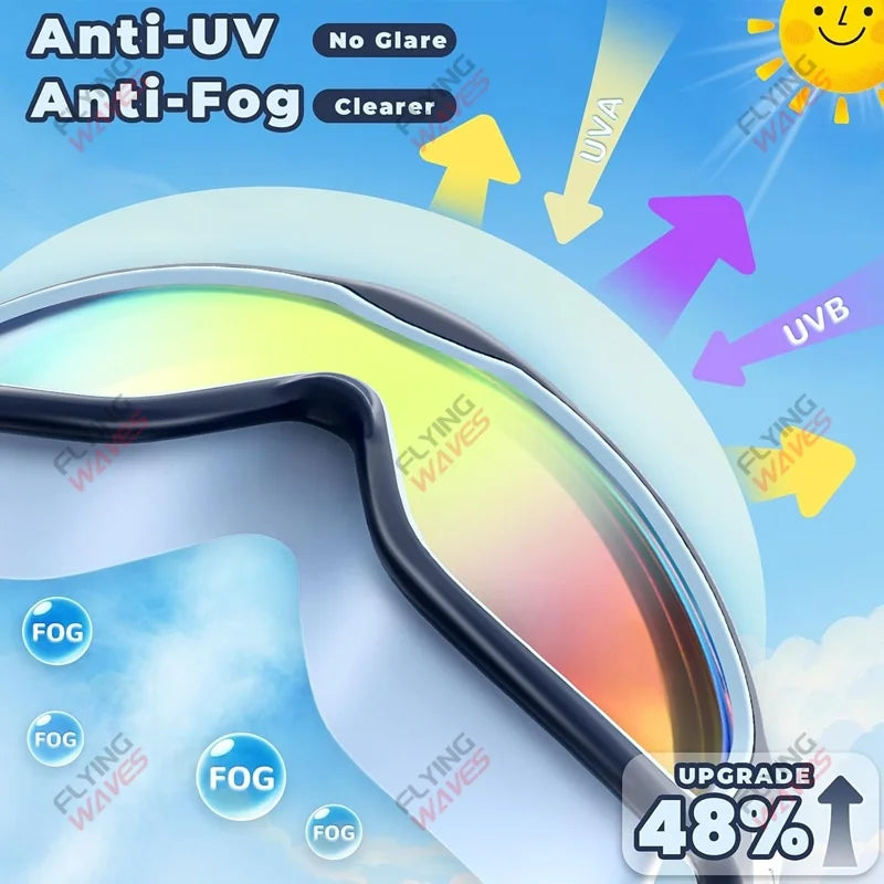 Colorful Kids Swim Goggles Wide Vision Anti-UV Anti-Fog