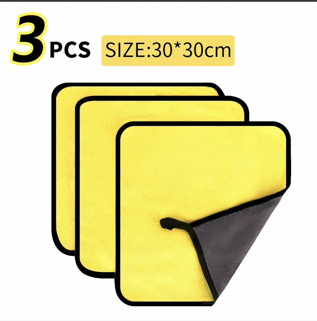 Double Layer Wash Cloth Microfiber Car Cleaning Towels 30X60cm 1/2/3/6/10pcs