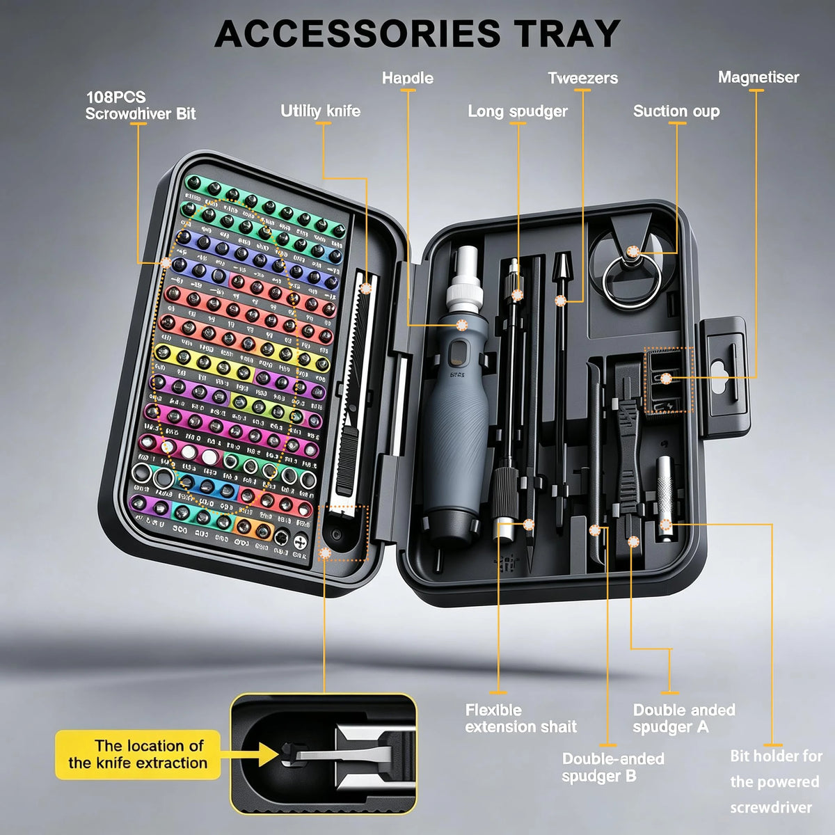 132 in 1 Mini Precision Screwdriver Set Color-Coded Manual Magnetic Tool