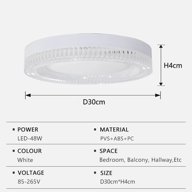 Modern LED Ceiling Light AC85-265V Circular Crystal Home Light 18W 24W 36W 48W Living Room Bedroom Kitchen Indoor Lighting