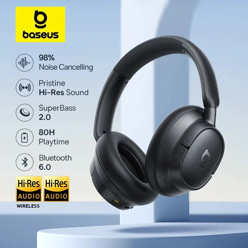 Baseus ANC Wireless Headphones 98% Adaptive Hybrid Noise Cancelling