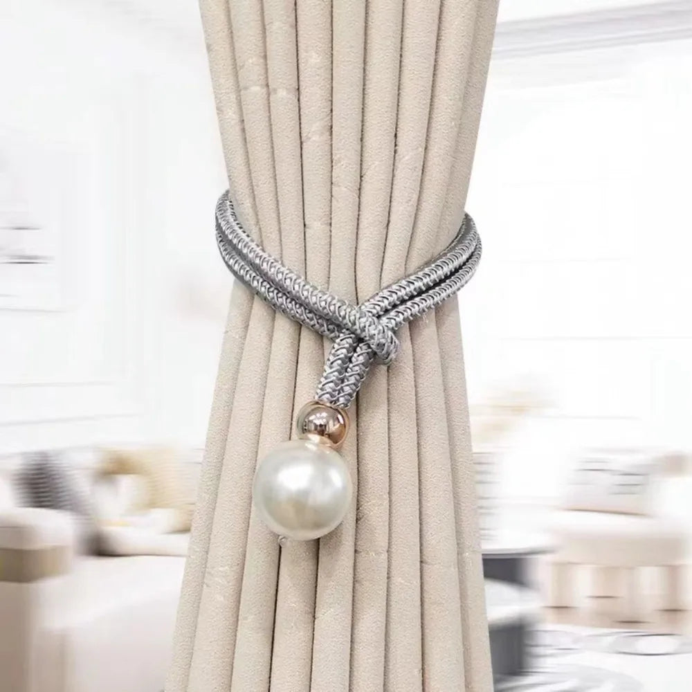 1PC Adjustable Pearl Curtain Clip Buckle Curtain Holder Pearl Binding Hook Home Decoration Accessories Curtain Tieback