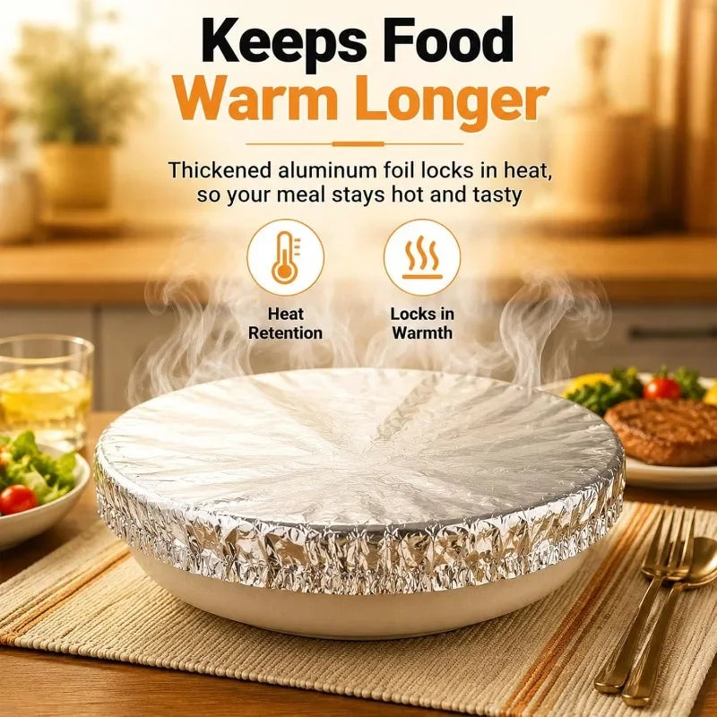 60/10PCS Aluminum Foil Bowl Cover Kitchen Food Preservation Wraps Reusable