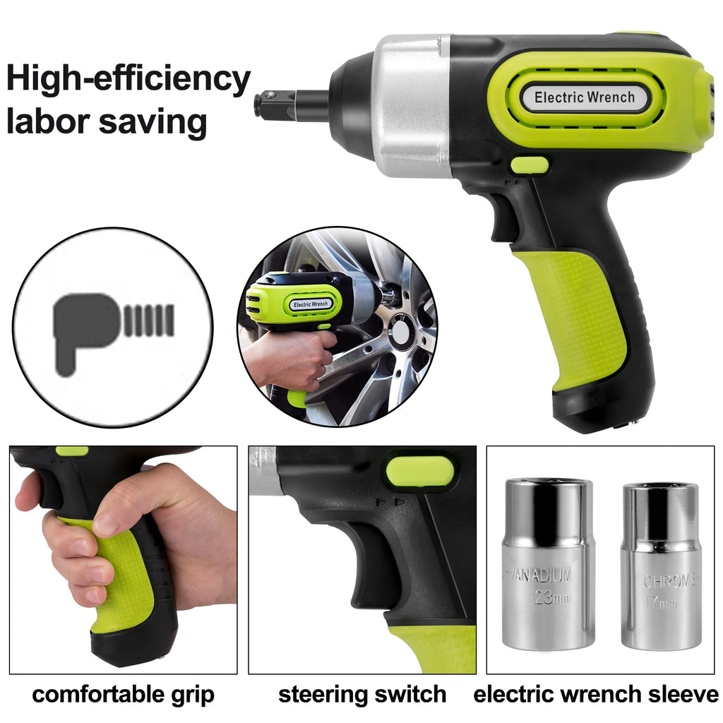 SucceBuy 5T 12V Electric Car Jack Kit + Impact Wrench LED Light Portable Hydraulic Jack 13.5-36 CM Tire Lifting Car Repair Tool