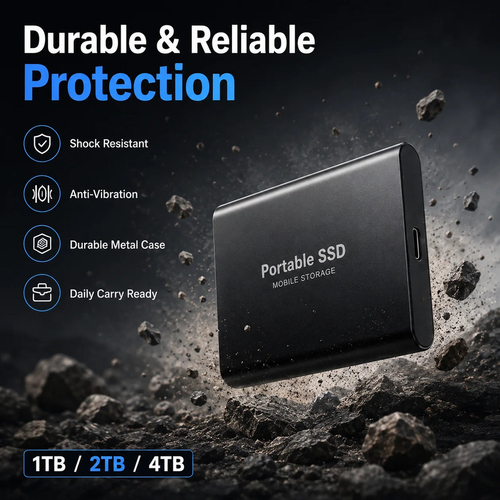 1TB 2TB Shockproof Portable External Hard Drive USB3.2 Type-C SSD