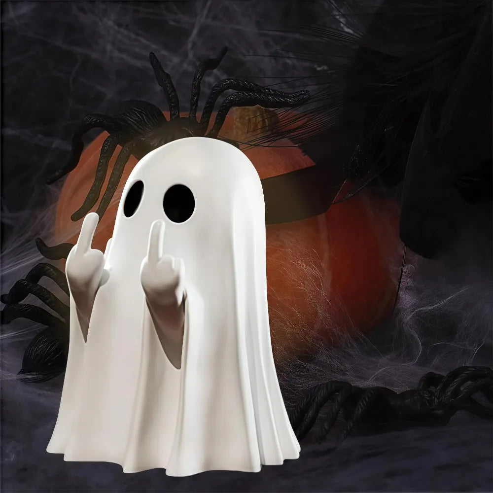 1-5Pcs Cute Middle Finger Ghost Statue, Halloween Ghost Festival