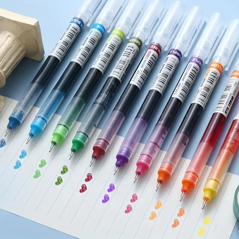 12pcs/Pack Of Quick-Drying Color Neutral Ballpoint Pens