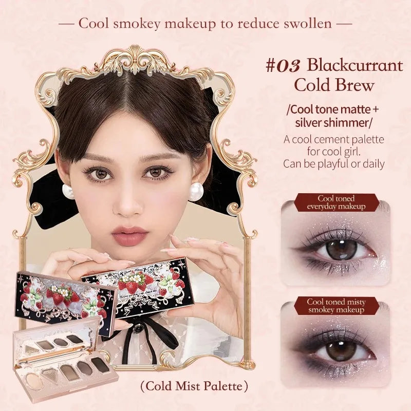 Flower Knows Strawberry Rococo Eyeshadow Pressed Glitter 5 Color Eye Shadow Creamy Texture Natural Bronze Cosmetic Eye Shadows