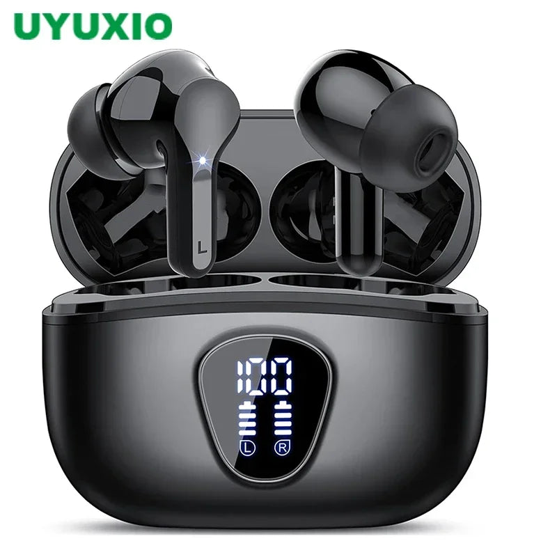 UYUXIO BT5.4 Wireless Earphone 48H LED Display EarBuds with HiFi Stereo IP7 Waterproof Headphones Noise Cancelling Ear Buds