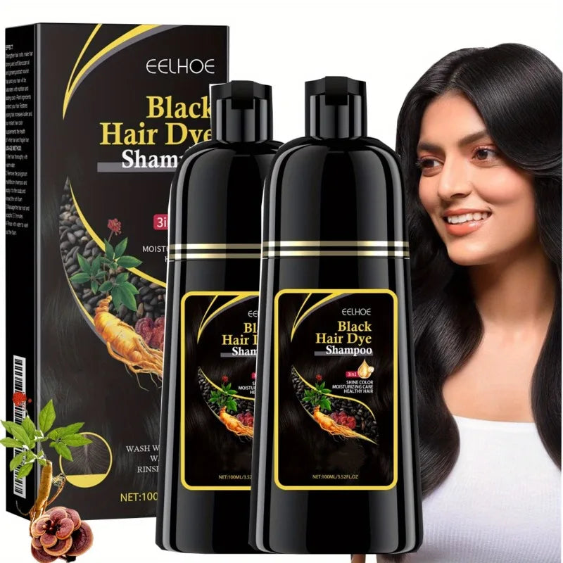 2pcs Black Hair Colouring Shampoo Natural Herbal Essence 3 in 1