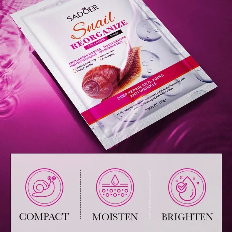 5-Piece Set of Sadoer Snail Collagen Mask, Firming and Moisturizing,
