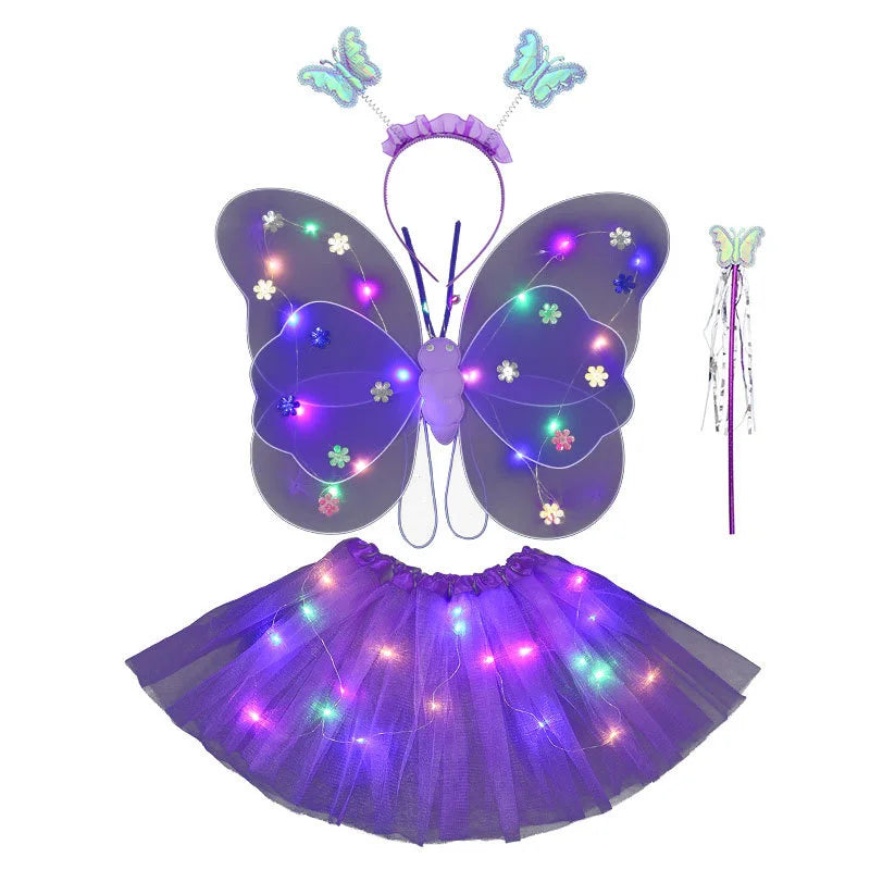 Luminous Butterfly Fairy Wings Flashing Butterfly Skirt Suit